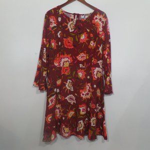Old Navy Burgundy Floral A Line Woven Rayon Dress Size 18 NWT